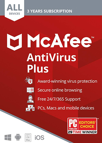 McAfee AntiVirus Plus 2020 10 Devices 3 Years Digital Code Global